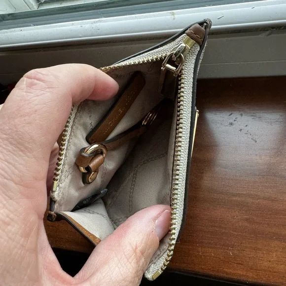 NWOT Michael Kors Beige Monogram Wristlet - Picture 3 of 4